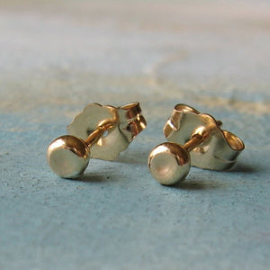small gold studs - Gold Pebble Earrings ( 3mm ) - handmade gold stud earrings - gold earrings - simple gold stud earrings