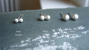 Brushed silver earrings - Silver Stud Earrings with Matte finish ( tiniest 3mm ) - handmade sterling silver stud earings