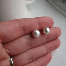 Load image into Gallery viewer, Sterling Silver Stud Earring - Matte Silver Ball Earrings - Large Stud Earrings with Matte Finish ( 8mm ) handmade jewelry silver earrings