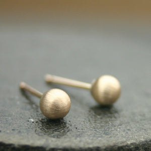 Brushed Gold Stud Earrings (4mm) Matte