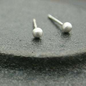 Brushed silver earrings - Silver Stud Earrings with Matte finish ( tiniest 3mm ) - handmade sterling silver stud earings
