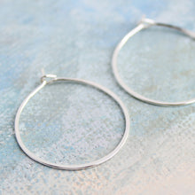 Load image into Gallery viewer, Silver Hoop Earrings Small Sterling Silver 1&quot; thin silver hoops