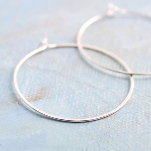 Silver Hoop Earrings, Medium Sterling Silver Hoops 1.5" thin hoop earrings, sterling silver hoop earings, minimalist silver earrings
