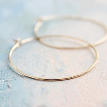Load image into Gallery viewer, Gold Hoop Earrings Medium, Gold Hoops Earrings 1.5&quot; thin hoop earrings, gold hoop earrings