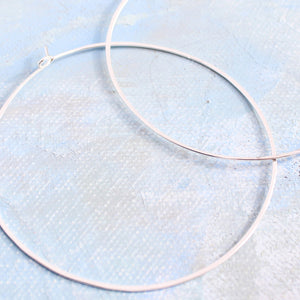 Sterling Silver Hoop Earrings, Extra Large Silver Hoops 2.5" thin hoop earrings