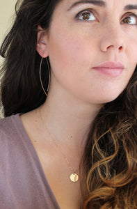 Thin Gold Open Hoop Earrings - Almond Hoops - minimalist jewelry, gold earrings, thin gold hoop earrings