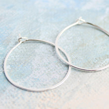 Load image into Gallery viewer, Silver Hoop Earrings Small Sterling Silver 1&quot; thin silver hoops