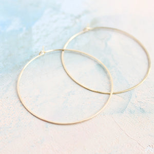 Minimal Hoop Earrings - Thin Gold Hoop Earrings - Large Hoop Earrings ( 2" ) gold hoop earings, large gold hoops