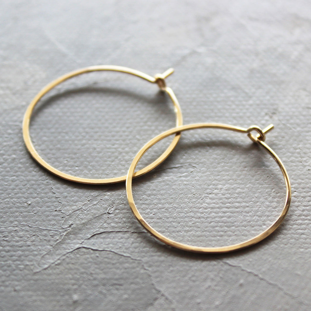 Solid Gold Hoop Earrings - Small Hoop Earrings ( 1