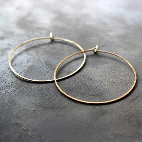 solid gold hoop earrings 14k, Thin Hoops Large 2