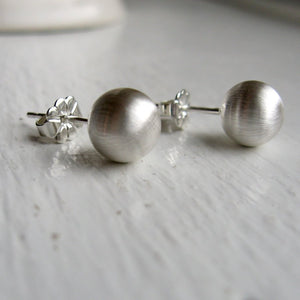 Sterling Silver Stud Earring - Matte Silver Ball Earrings - Large Stud Earrings with Matte Finish ( 8mm ) handmade jewelry silver earrings