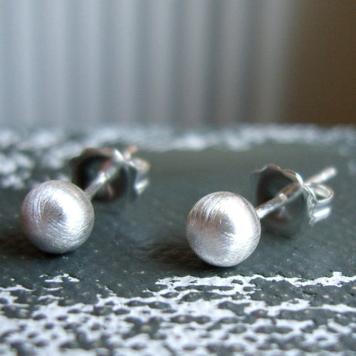 Silver stud earrings - Matte Sterling Silver Stud Earrings ( 5mm ) Matte Finish - Simple Studs - Silver Earrings - Silver Post earrings