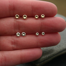 Load image into Gallery viewer, minimal stud earrings - gold stud earrings 3mm  Pebble post earrings, tiny gold earrings, small gold studs, gold earings