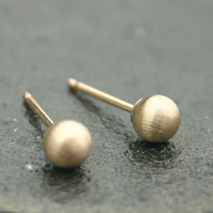 Brushed Gold Stud Earrings (4mm) Matte