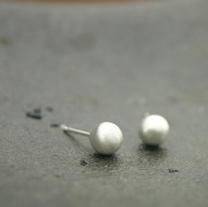 Brushed Silver Earring - Matte Silver Stud earrings ( 6 mm ) handmade sterling silver post earrings, sterling silver earrings