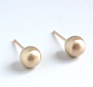Matte Gold Stud Earrings ( 6 mm ) Handmade Jewelry - Perfect Gold Post Earrings - brushed gold earrings