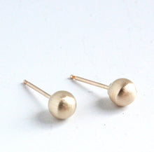 Load image into Gallery viewer, Gold Earrings ( 5mm ) - Matte Gold stud Earring - simple gold studs - brushed gold earrings - gold studs