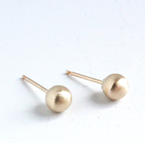 Gold Earrings ( 5mm ) - Matte Gold stud Earring - simple gold studs - brushed gold earrings - gold studs