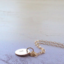Load image into Gallery viewer, Gold Monogram Necklace, Personalized Necklace - Medium size, hand-stamped gold initial disc monogram necklace, initial circle