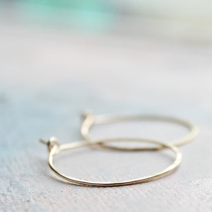 Small Gold Hoop Earrings, 1" thin gold hoops, minimalist earrings,  thin gold hoops, gold earrings