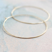 Load image into Gallery viewer, Thin Gold Hoop Earrings - Large Hoop Earrings ( 2&quot; ) gold hoop earings, gold earrings, large gold hoops, gold circle earrings