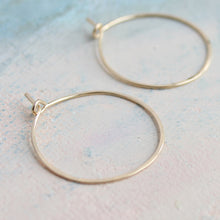 Load image into Gallery viewer, Small Gold Hoop Earrings, 1&quot; thin gold hoops, minimalist earrings,  thin gold hoops, gold earrings