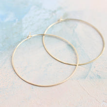 Load image into Gallery viewer, Thin Gold Hoop Earrings, Large Hoop Earrings 2&quot; large thin gold hoops, gold earrings, minimalist earrings