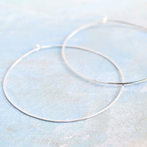 Sterling Silver Hoop Earrings, Extra Large Silver Hoops 2.5" thin hoop earrings