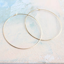 Load image into Gallery viewer, Thin Gold Hoops, Extra Large Hoop Earrings 2.5&quot;, gold earrings, large gold hoops, gold circle earrings