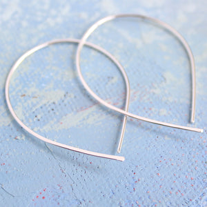 Open Silver Hoop Earrings - Silver Hoop Earing - thin hoop earrings, inverted hoops, silver teardrop hoop earrings, thin hoops