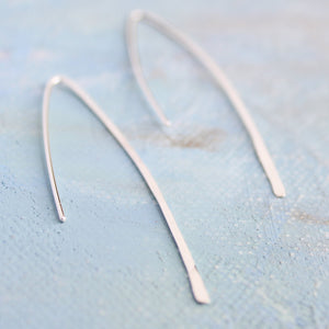 Silver Wishbone Earrings - minimalist jewelry, thin silver earrings, minimalist earring thin open hoops, sterling silver earrings