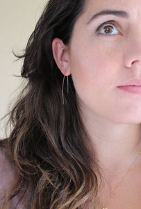 Silver Wishbone Earrings - minimalist jewelry, thin silver earrings, minimalist earring thin open hoops, sterling silver earrings