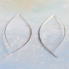 Load image into Gallery viewer, Thin Silver Hoop Earrings - Open Almond Hoops - minimalist jewelry, silver earrings, thin hoop earrings