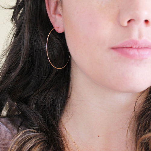 Thin Gold Hoop Earrings - Large Hoop Earrings ( 2