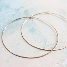Load image into Gallery viewer, Rose Gold Hoops, Extra Large Hoop Earrings 2.5&quot;, thin rose gold hoop earings, pink gold earrings, large hoops