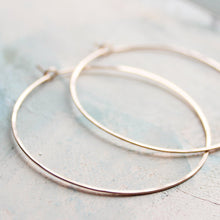 Load image into Gallery viewer, Thin Rose Gold Hoop Earrings, Large Hoop Earrings 2&quot; pink gold hoop earings, large rose gold hoops