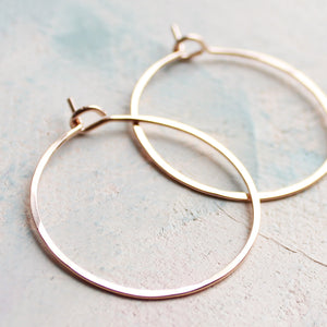 Small Rose Gold Hoops 1", Delicate Jewelry, Thin Hoop Earrings