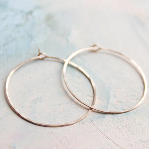Rose Gold Hoop Earrings - Medium Hoop Earrings ( 1.5" ) thin hoop earrings, gold hoop earings, pink gold earrings, hoops