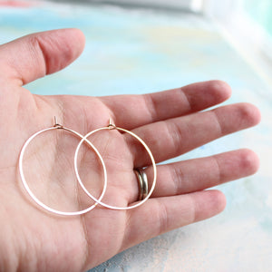 Rose Gold Hoop Earrings - Medium Hoop Earrings ( 1.5" ) thin hoop earrings, gold hoop earings, pink gold earrings, hoops
