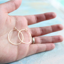 Load image into Gallery viewer, Small Rose Gold Hoops 1&quot;, Delicate Jewelry, Thin Hoop Earrings