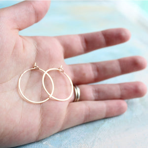 Small Rose Gold Hoops 1", Delicate Jewelry, Thin Hoop Earrings