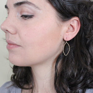 Gold Dangle Earrings - Gold Leaf Dangle Earing (Medium) - Gold Earrings Petal with Hammered Texture everyday jewelry