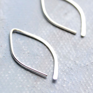 Open Hoop Earrings in Silver Almond Shape (SMALL) - Thin Silver Hoop Earrings - minimalist jewelry, silver earrings, sterling silver hoops