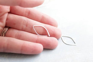 Open Hoop Earrings in Silver Almond Shape (SMALL) - Thin Silver Hoop Earrings - minimalist jewelry, silver earrings, sterling silver hoops