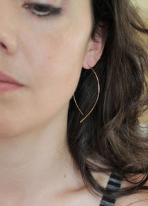 Gold Earrings - Thin Gold Almond Hoops - minimalist jewelry, gold wishbone earrings, thin gold hoop earrings, unique earrings