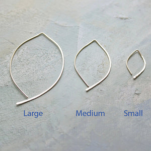 Gold Earrings - Thin Gold Almond Hoops - minimalist jewelry, gold wishbone earrings, thin gold hoop earrings, unique earrings
