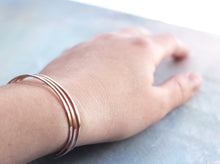 Load image into Gallery viewer, Rose Gold Cuff Bracelet , thin rose gold bangle, rose gold bracelet, adjustable rose gold bangle bracelet, gold jewelry