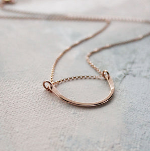 Minimalist Arc Necklace in Rose Gold fill