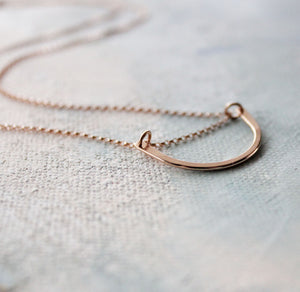 Minimalist Arc Necklace in Rose Gold fill